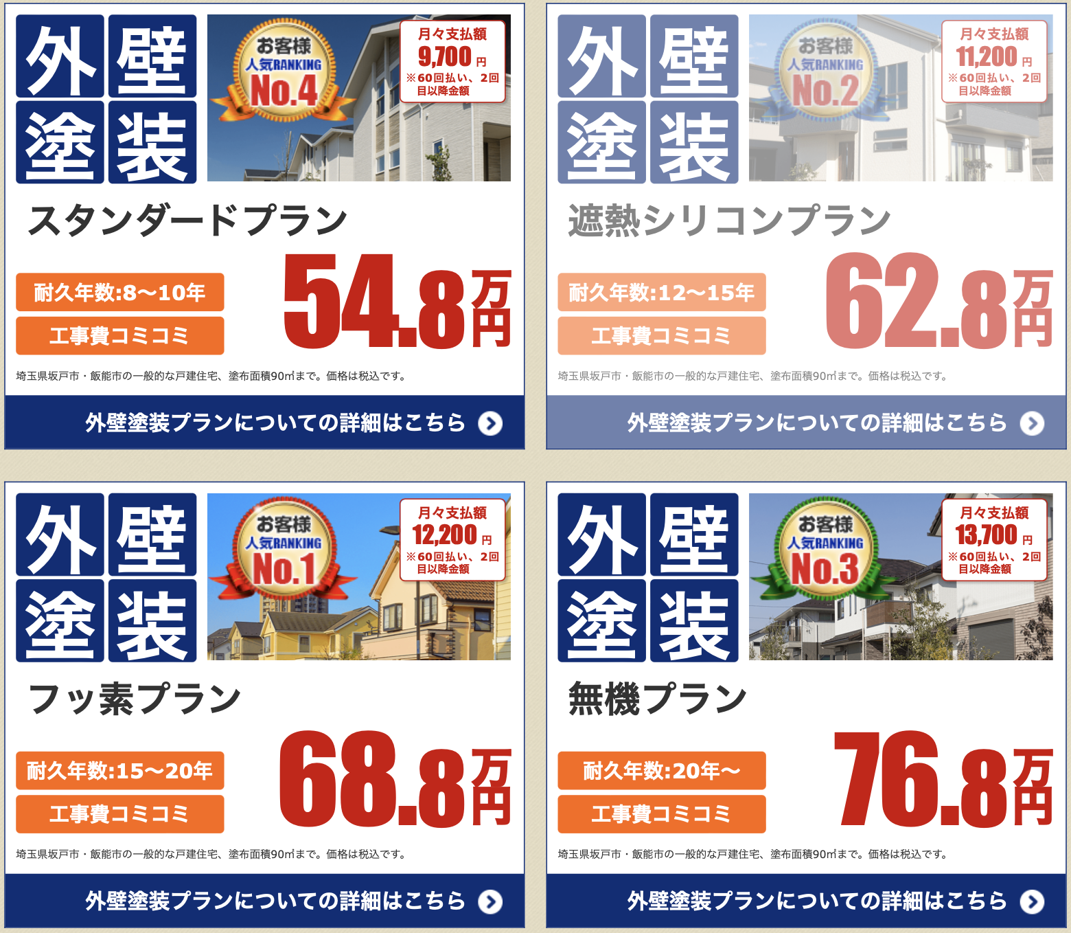 外壁塗装の価格表